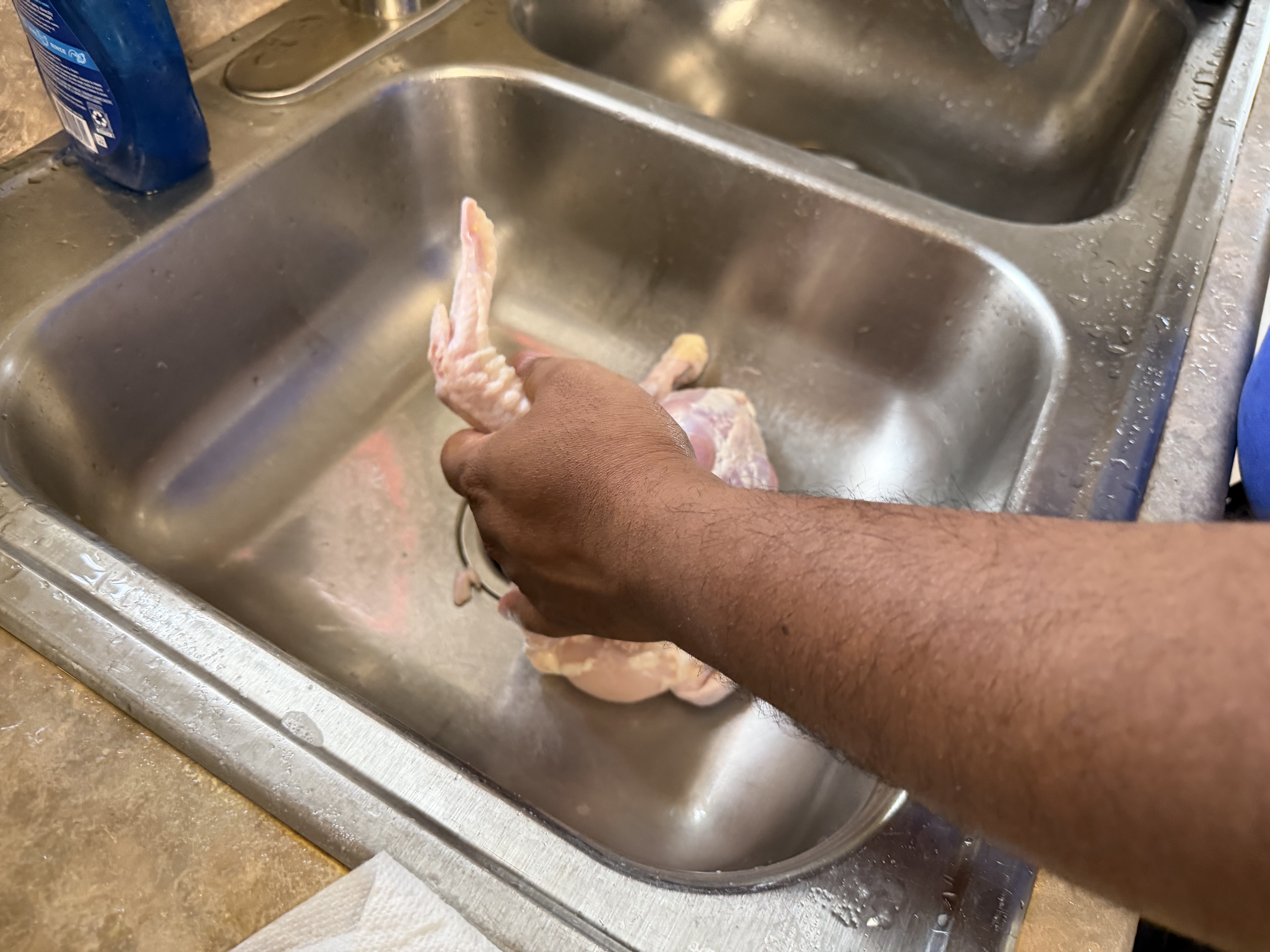 Washing chicken